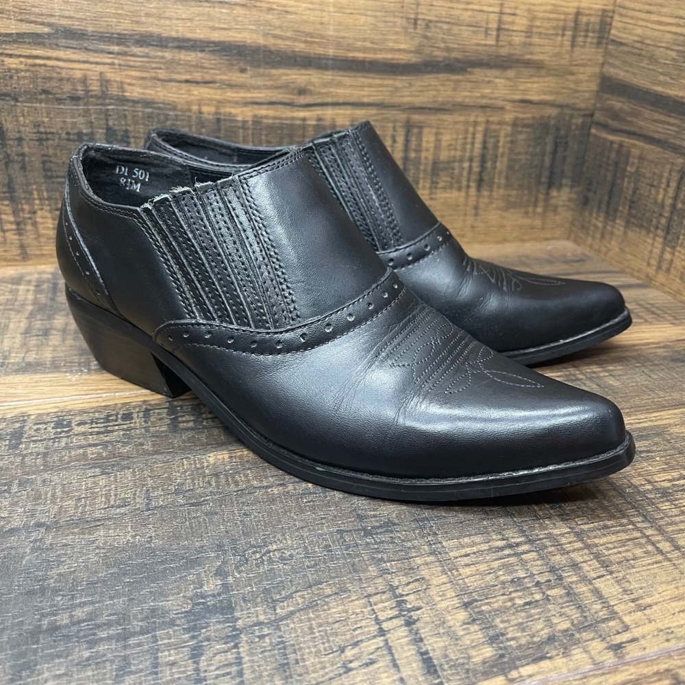 Dan Post Dingo Black Western Ankle Boots Womens Size 8.5 M Leather Booties